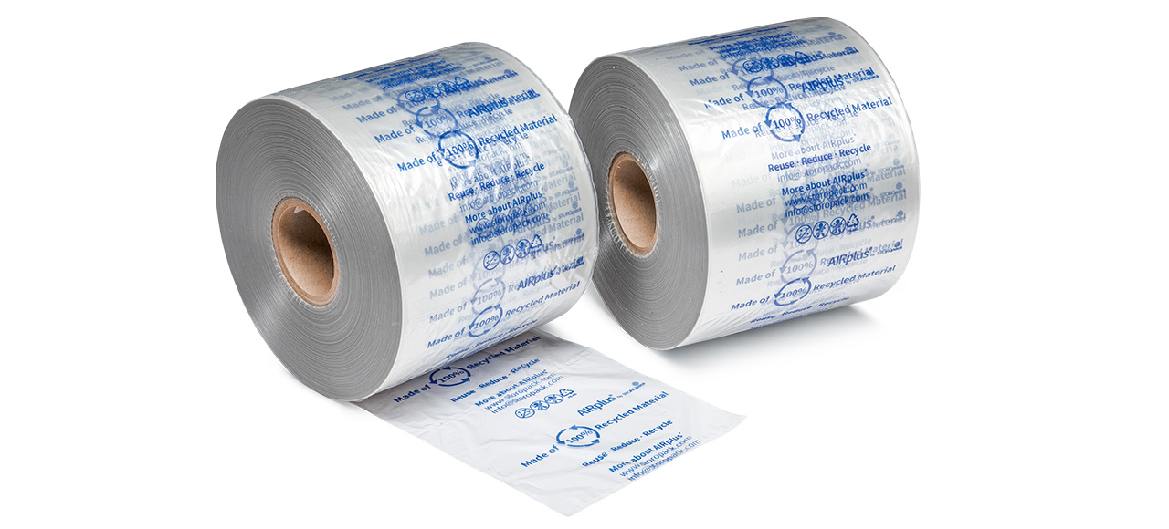 Two rolls of 100% RECYCLED air bubble film