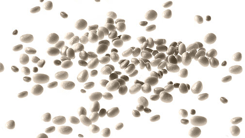 Beads of raw bio-based plastic