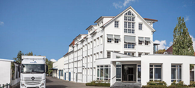 Outdoor shot of the Storopack headquarters in Metzingen, Germany