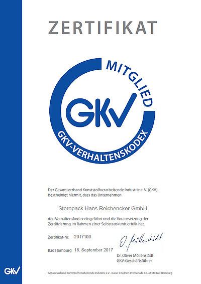 Abgebildet ist ein GKV-Verhaltenskodex Zertifikat. 